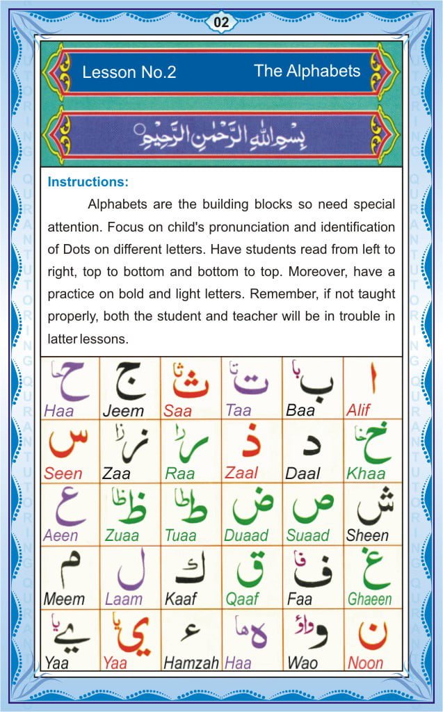 Noorani Qaida Page2 – Lesson 1